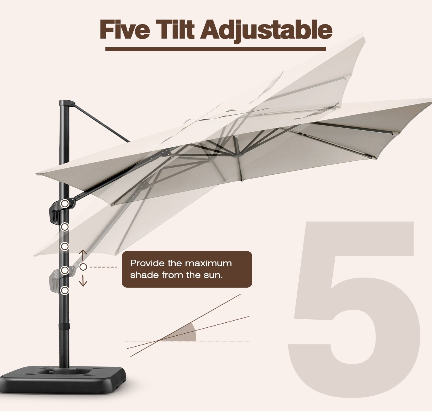 10x10ft Large Cantilever Patio Umbrella Adjustment Aluminum Offset Pool Umbrella