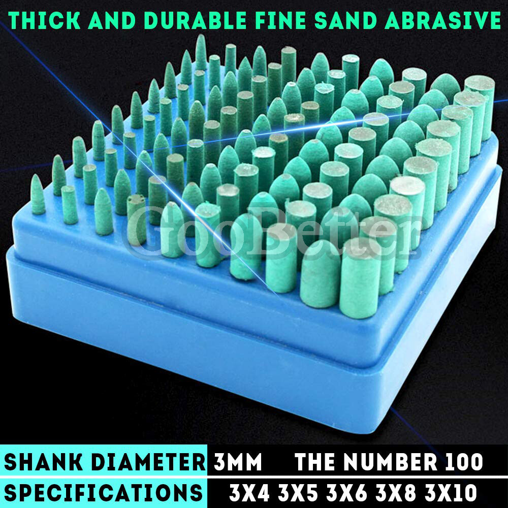 100Pcs Rubber Polishing Points Bit Grinding Head Power Rotary Tool For Dremel