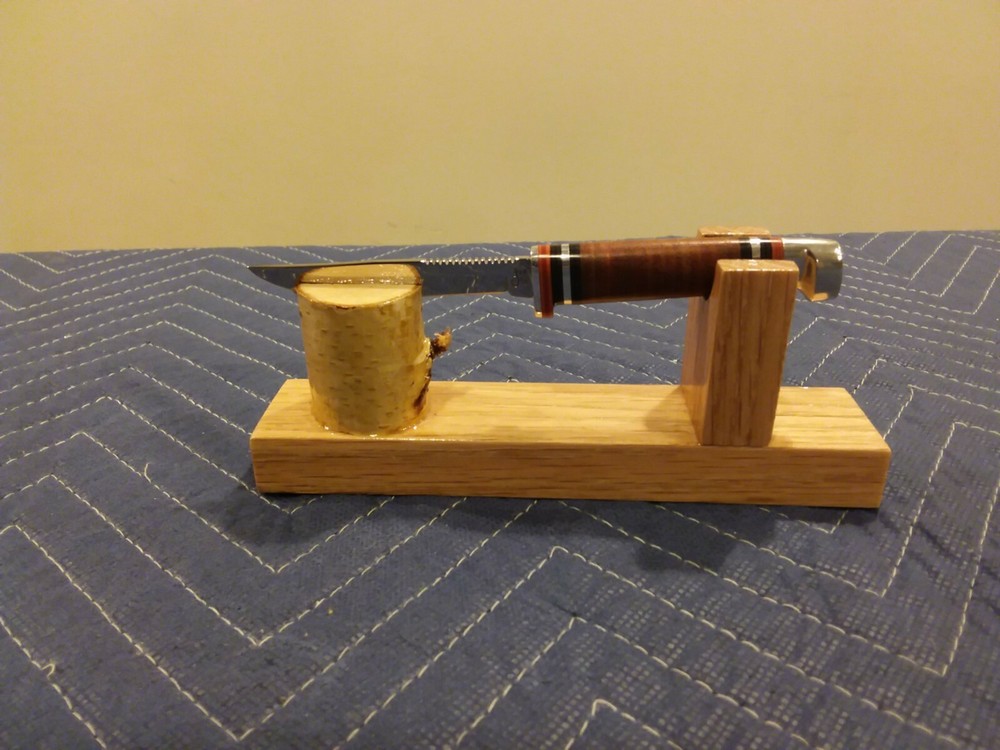 RED OAK & WHITE BIRCH KNIFE DISPLAY STAND