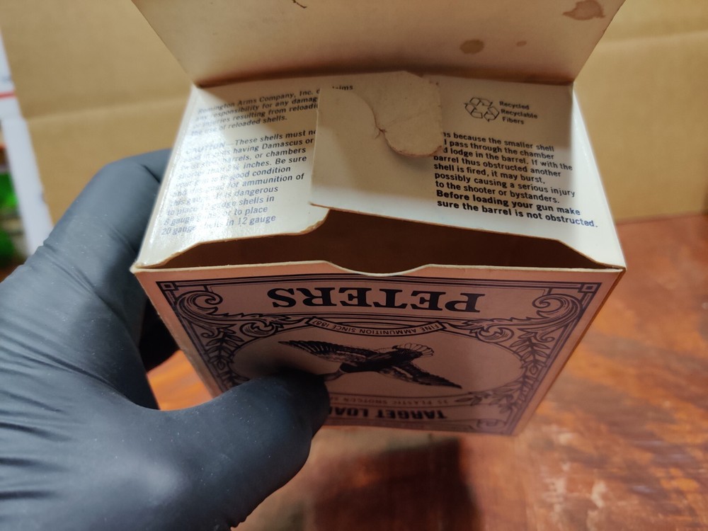 PETERS LIGHT TARGET LOAD Plastic Shotgun Shells, Empty Cardboard Box 12 Ga