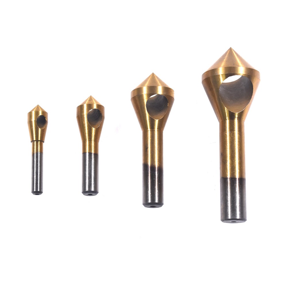 4x HSS Hole Chamfering Tool Countersink and Deburring Drill Bits Titanium Coated