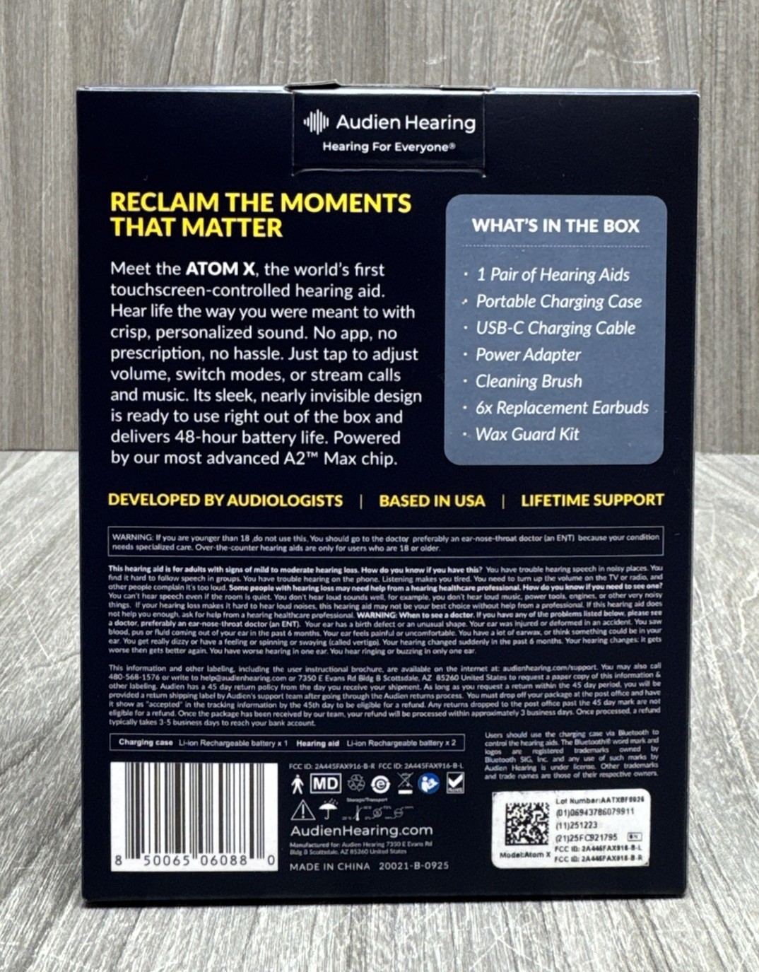 Audien Hearing ATOM X - Rechargeable OTC Hearing Aids NEWEST MODEL (NEW SEALED)