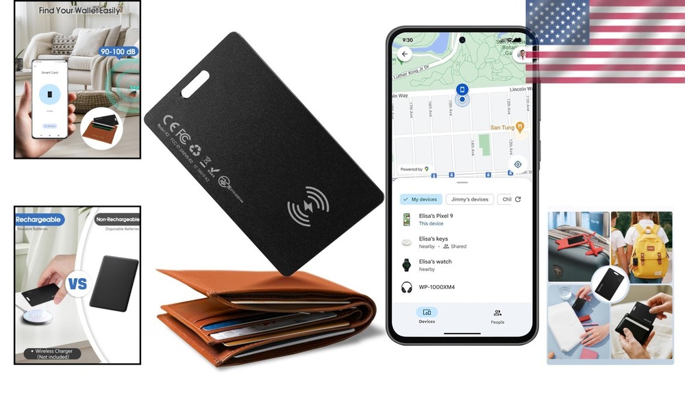Wallet Tracker Card for Android,Rechargeable Air Tag Wallet Finder, Thin and Lig