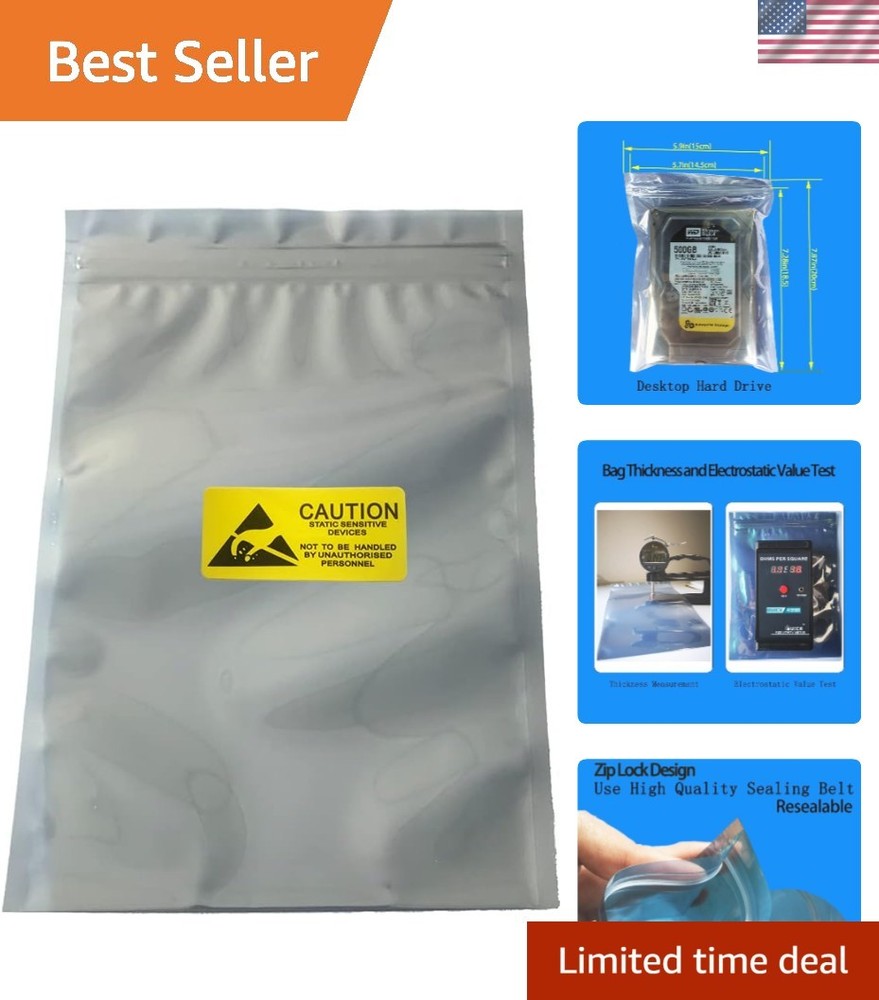 High Anti-Static Coefficient Bags - 100pcs Resealable 5.9x7.87in for Electronics