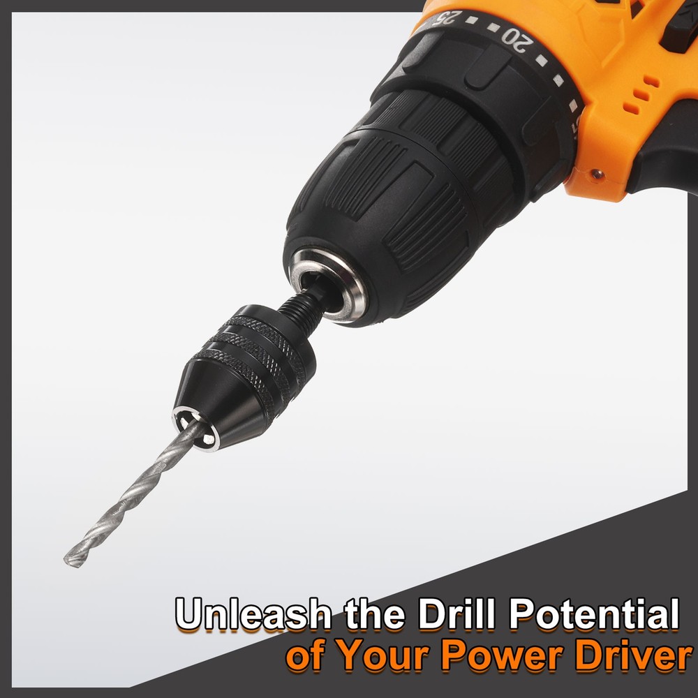 Keyless Drill Chuck 1/4" Chuck Conversion Adapter 0.3-3.6mm, Black