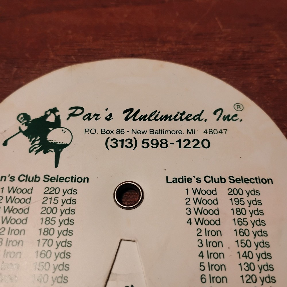 Vintage Dial For Par Golf Problem Solver Wheel