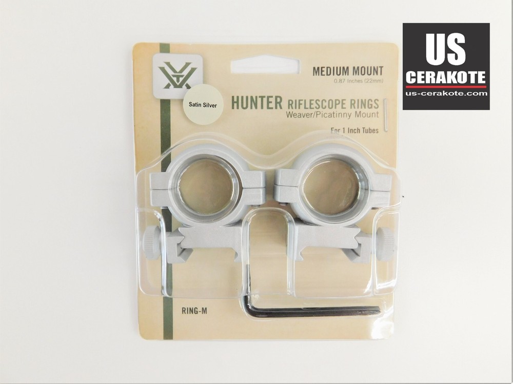 Vortex Hunter Riflescope Rings 1" Medium Weaver Style Satin Silver RING-M