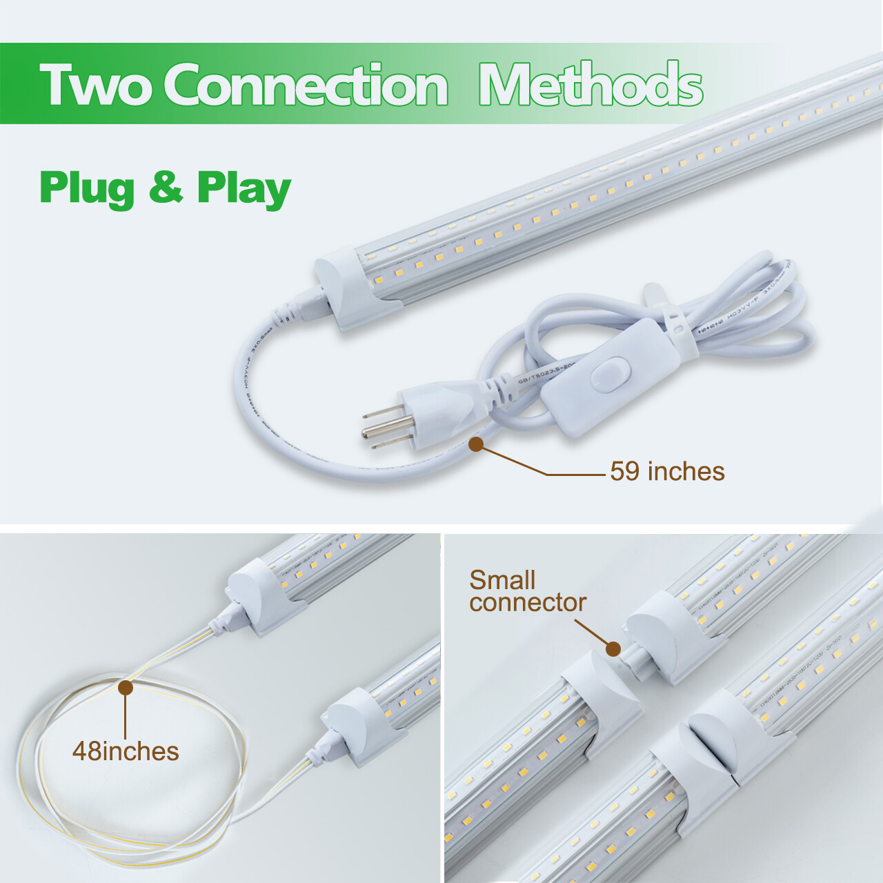 8FT T8 LED SHOP LIGHT V-SHAPE 75W 6500K Clear COOLER/ FREEZER LED Tube Light