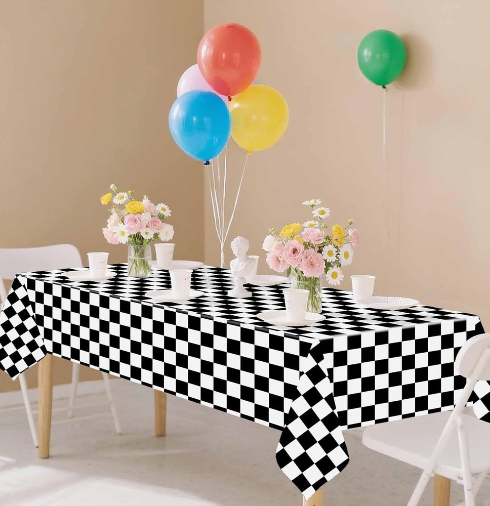 SietDESEO 3 Pack Checkered Tablecloth Plastic 3 Pack,
