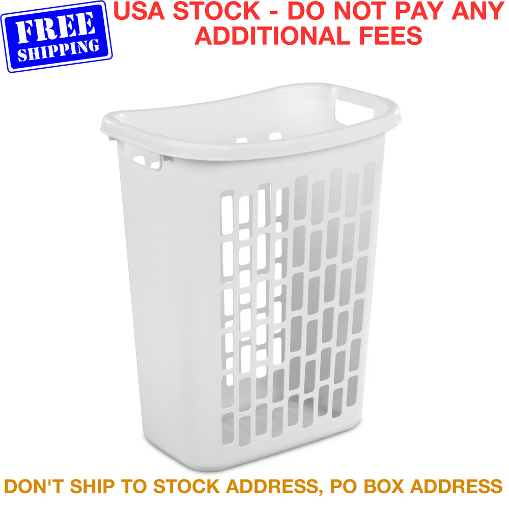 1.8 Bushel Plastic Laundry Hamper Slim Tall Rectangular Clothes Basket White