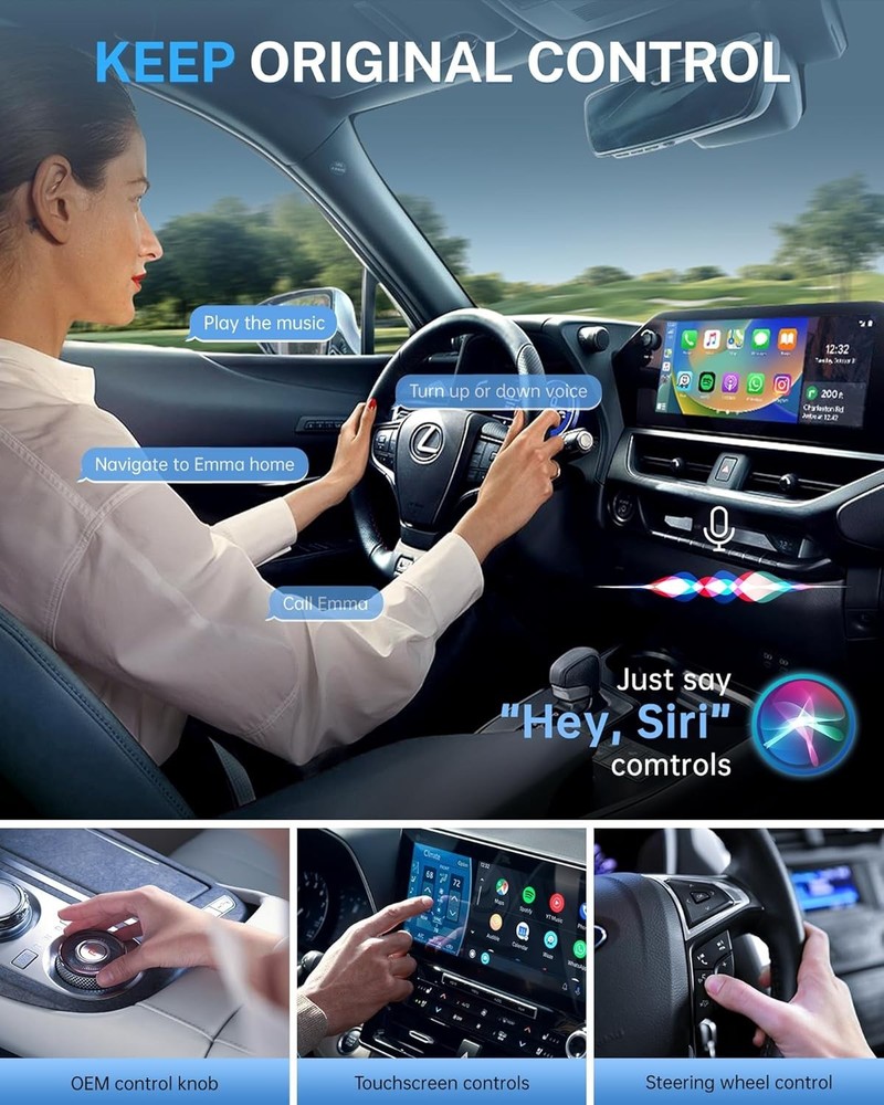 Jemluse Wireless CarPlay Adapter for Apple iPhone - Multi-User Seamless