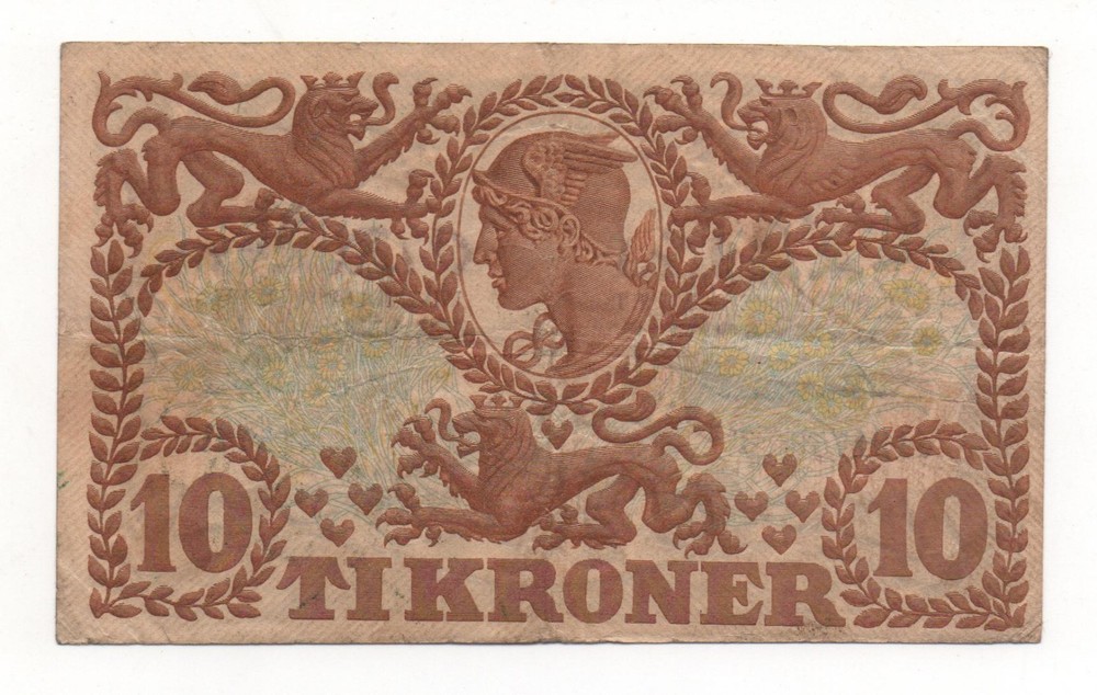 DENMARK 10 KRONER 1943 PICK 31 LOOK SCANS