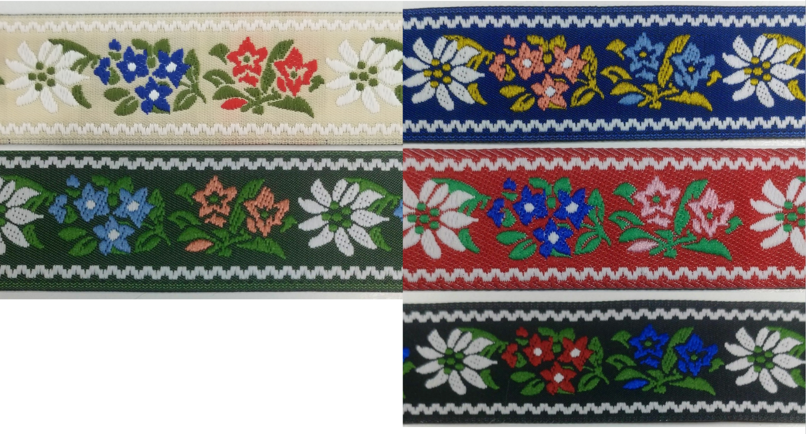 1" Jacquard Woven Floral Ribbon Trim - 10 Yards - Many Colors!