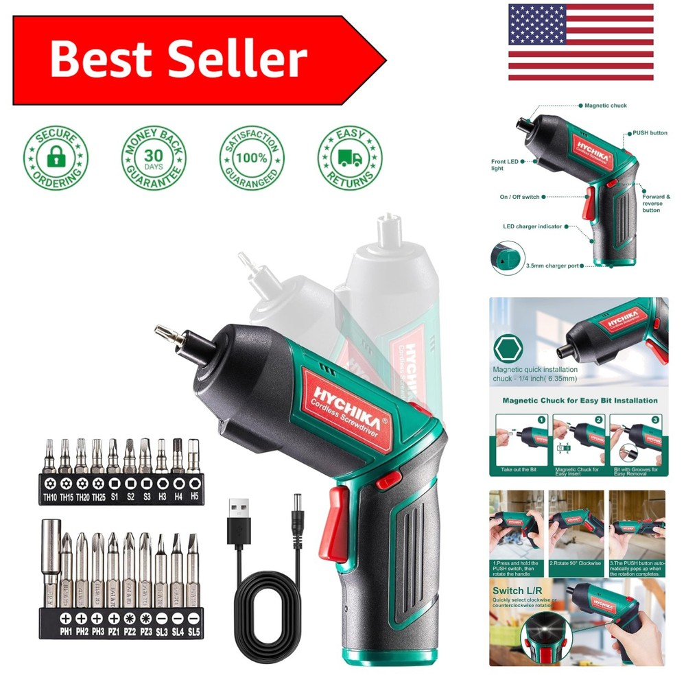 Lightweight & Ergonomic Cordless Screwdriver - 6N.m Torque for DIY Projects