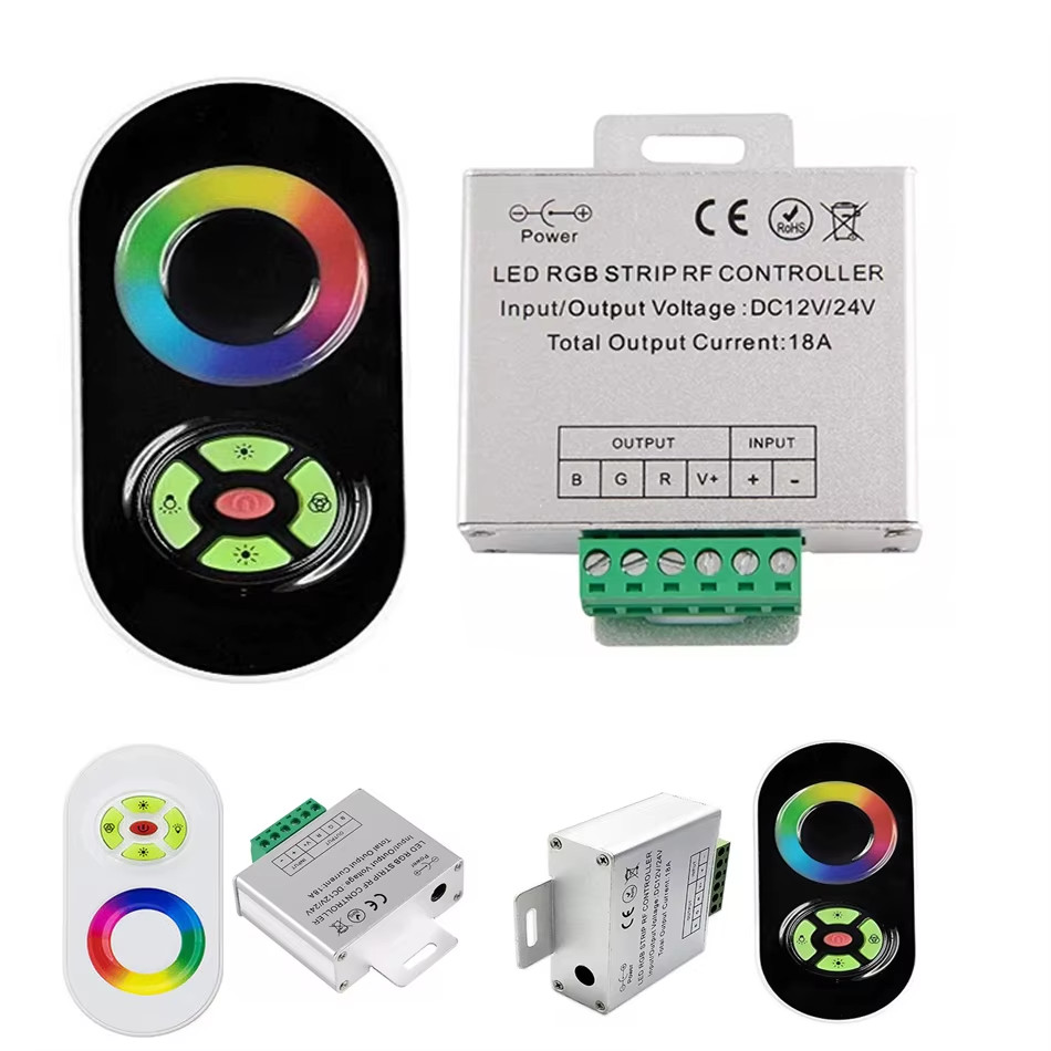 18A RGB Controller DC12V-24V Wireless RF Touch Panel Dimmer 5Keys Remote Control