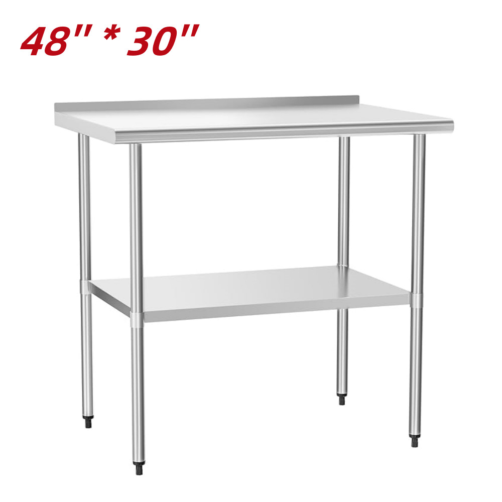 Stainless Steel 48" x 30" NSF Kitchen Restaurant Work Prep Table with Backsplash