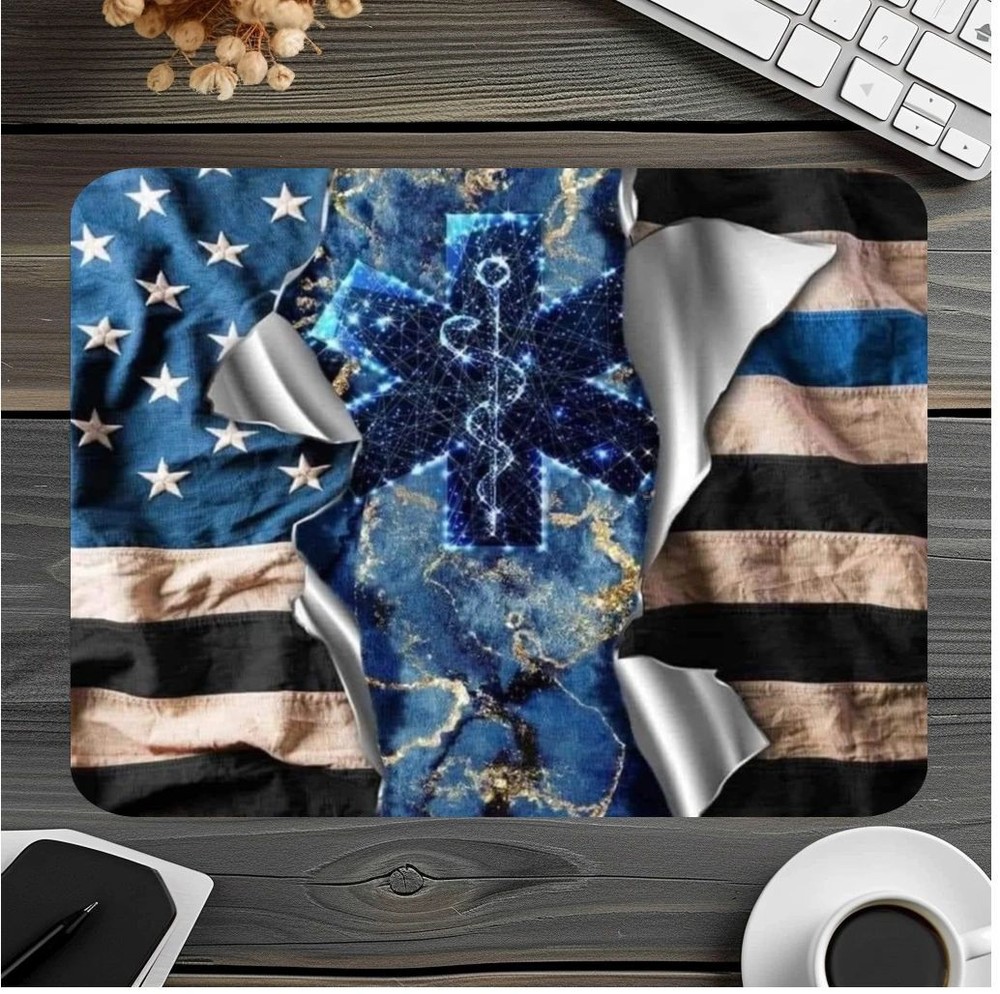 Blue Caducues Mouse Pad