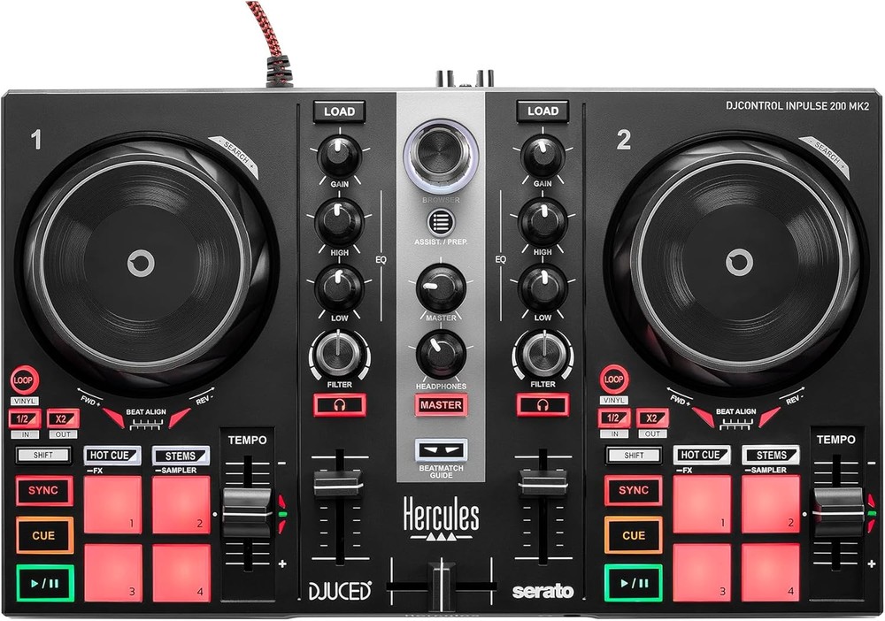 Hercules DJLEARNING KIT MK2 All-in-One DJ Controller Kit for Learning, Black