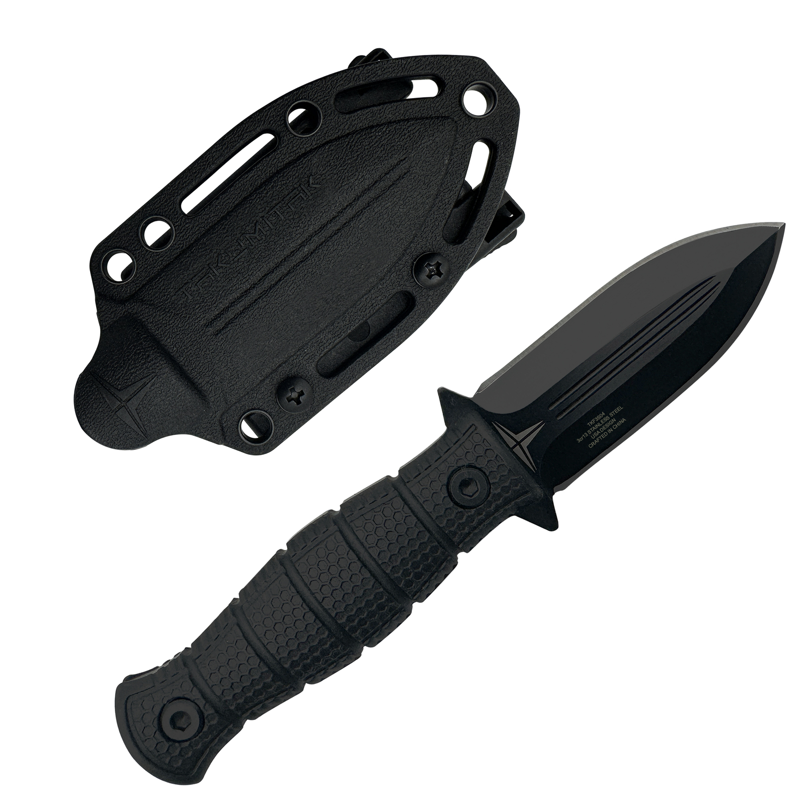 TAKUMITAK 6.5" Full Tang Tactical EDC Fixed Blade Knives w/ MOLLE Webbing Clip