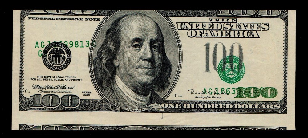 ((Misalignment Error)) $100 1996 Federal Reserve Note Uncirculated (#136)
