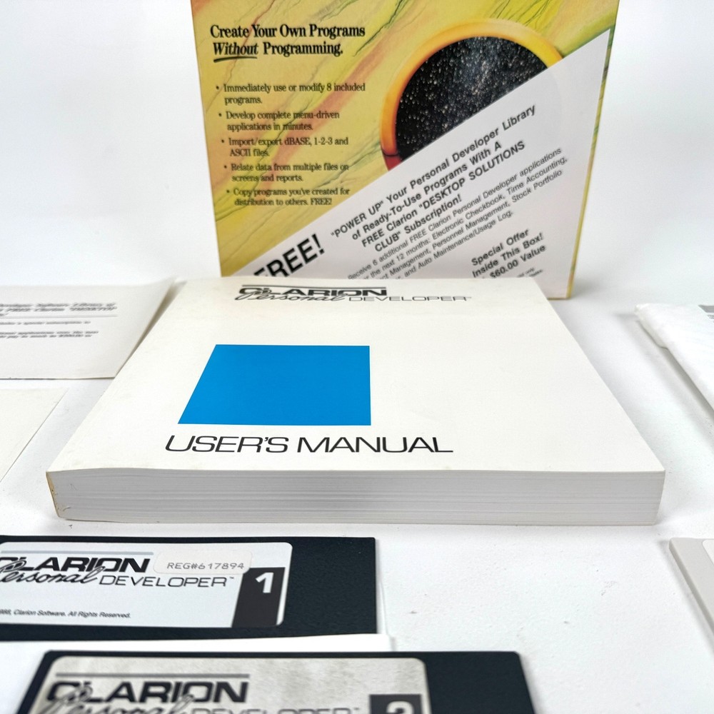 Clarion Software Personal Developer Programs Without Programming Vintage