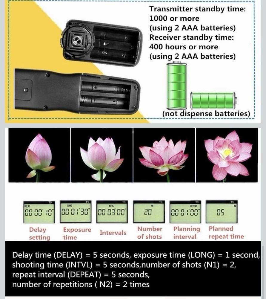 Pixel T9 Wireless Timer Remote Control Shutter Release TW-283 Upgraded Version