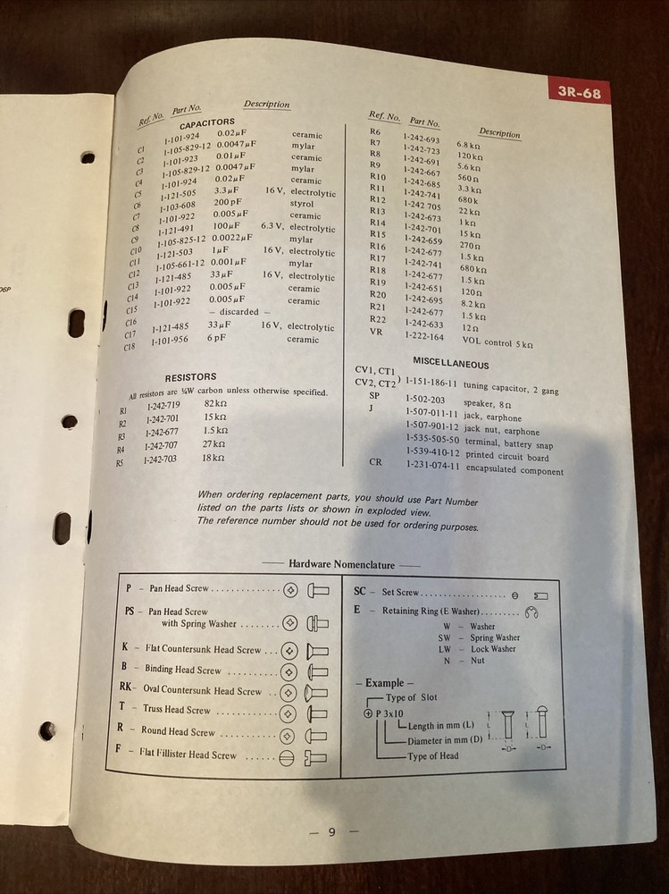 Original 3R-68 Sony Service Manual