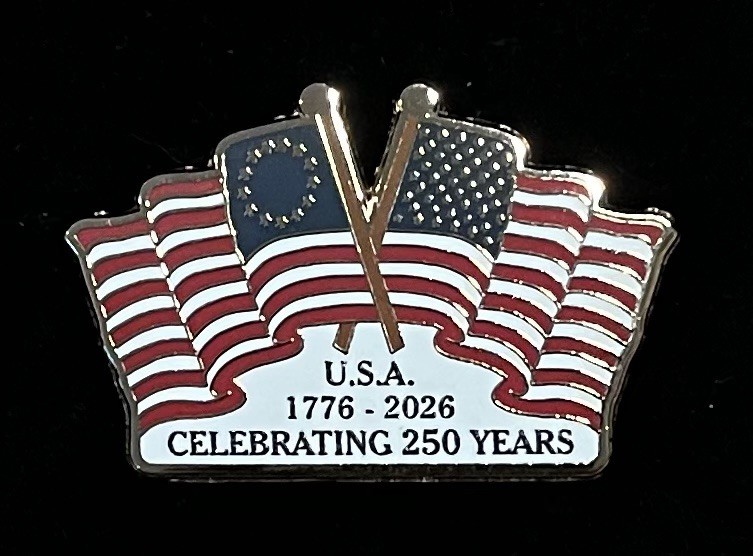 USA 250th Anniversary Commemorative Hard Enamel Lapel Pin Gold Tone Metal