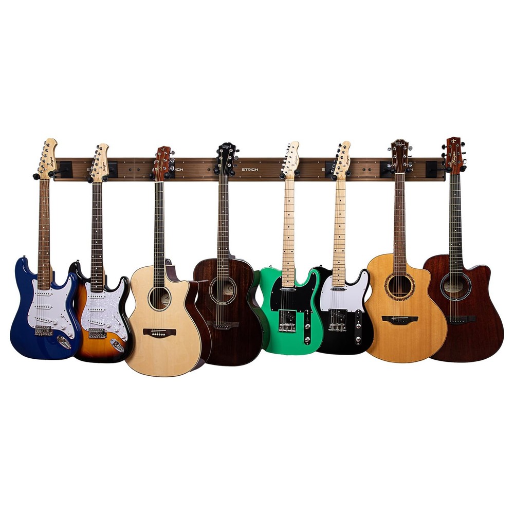 Modular Guitar Wall Mount Rack for 8 Instruments with Adjustable Hangers