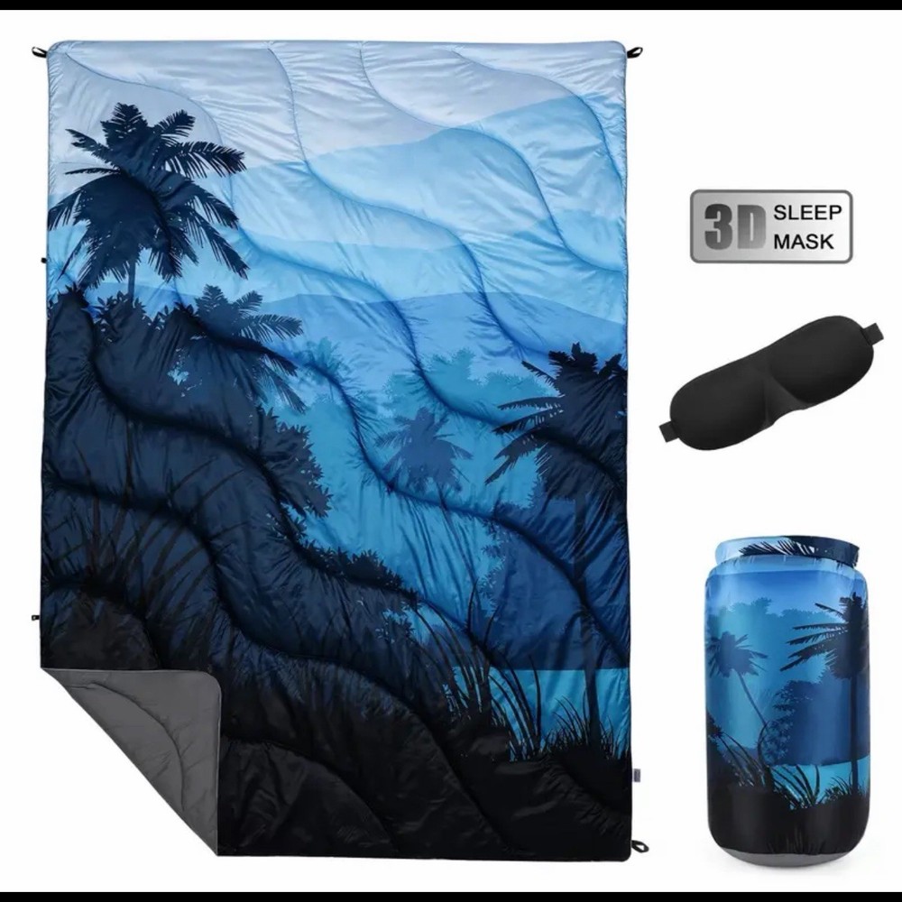 Ultralight Windproof Puffy Camping Blanket with Carry Case