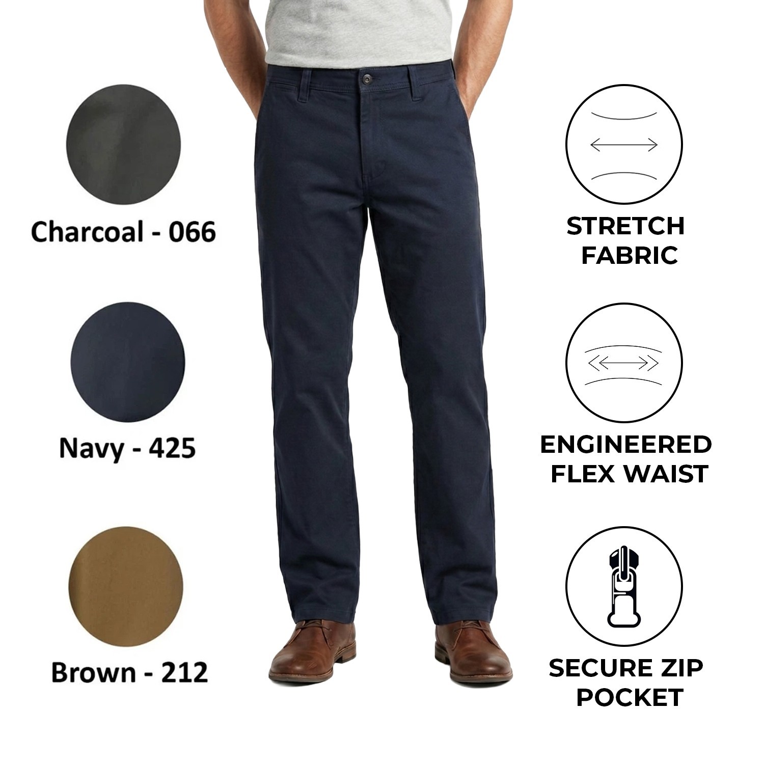 Weatherproof Men's Navy Brown Charcoal Pant Stretch Fabric The Commuter Pants