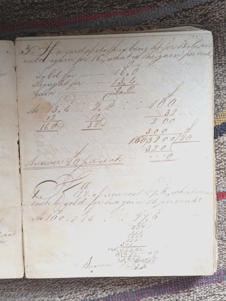 Victorian Era Schoolboy's Workbook, Aug 13, 1860, Cornwall Devon, England