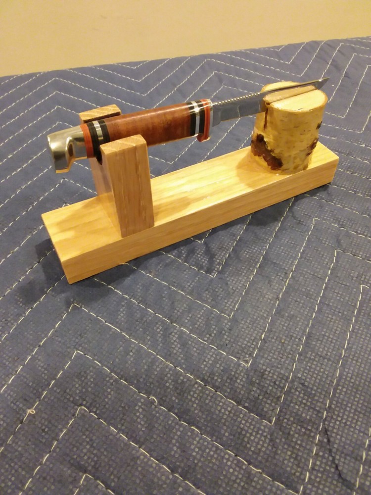 RED OAK & WHITE BIRCH KNIFE DISPLAY STAND