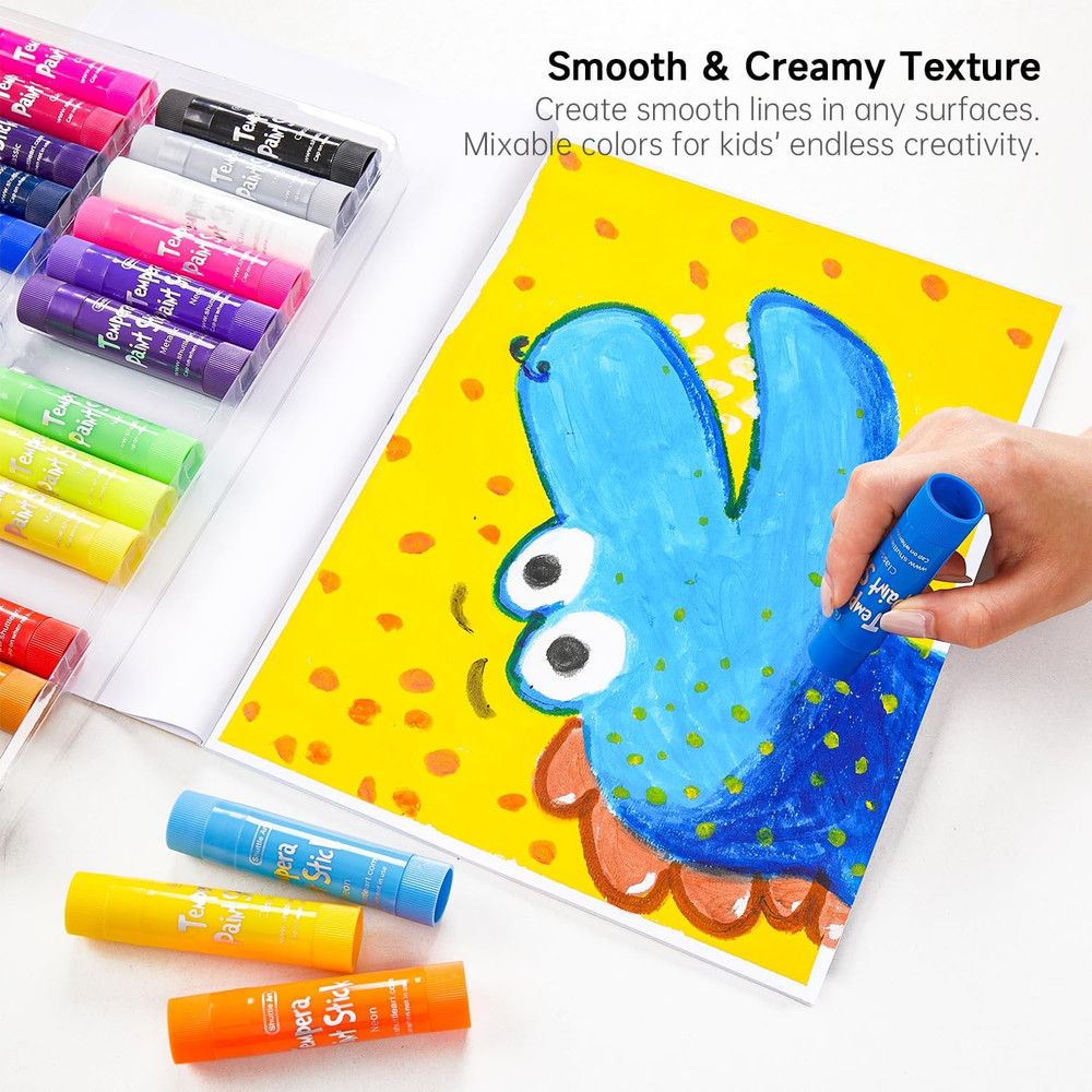 Tempera Paint Sticks, 32 Colors Solid Tempera Paint for Kids, Super Quick Drying