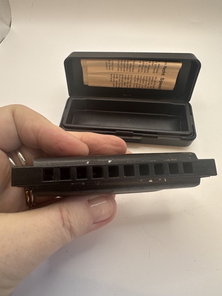 Vintage Old Black Hohner Pro Harp Harmonica D