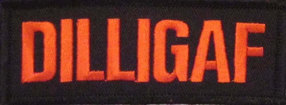 DILLIGAF FUNNY MOTORCYCLE EMBROIDERED IRON ON PATCH E-2