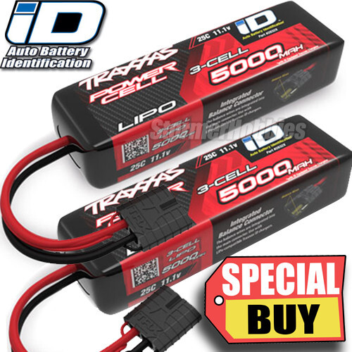 Traxxas 5000mAh 11.1v Power Cell 3S 25C LiPo Battery (2) w/ ID Traxxas Connector