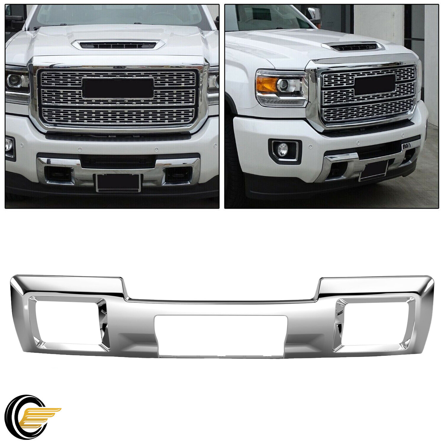 For 15-19 GMC 2500HD 3500HD Chrome Front Bumper Skid Plate Face Bar 23178964