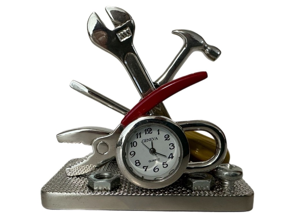 Geneva Carpenter Mini Clock Handyman Construction Tools Desktop