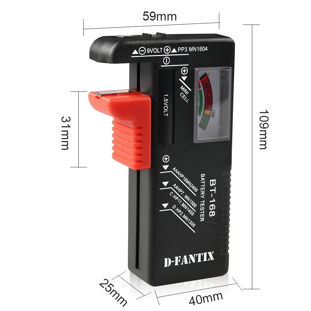 [2 PACK]Universal Battery Tester Checker for AA AAA C D 9V Button Cell-NO BATT