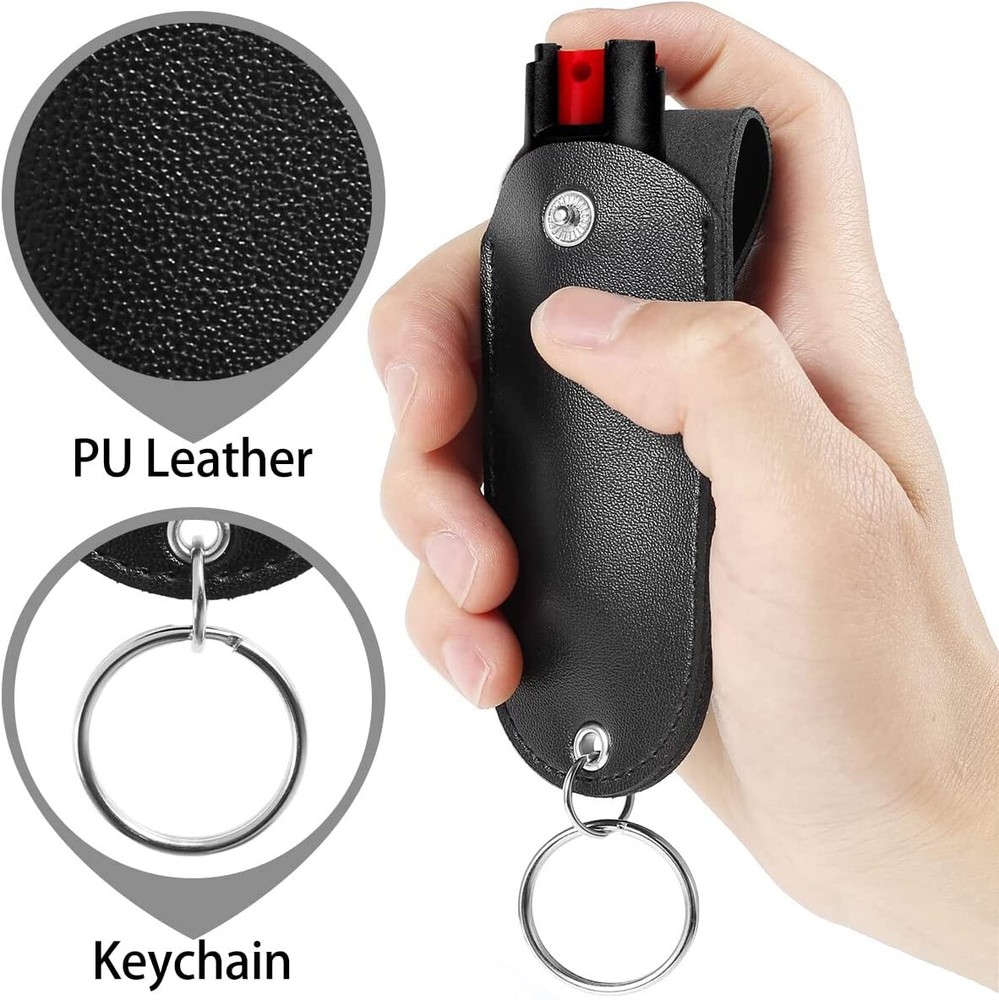 BURN Pepper Spray Maximum Strength Black Leather Case Self Defense Security