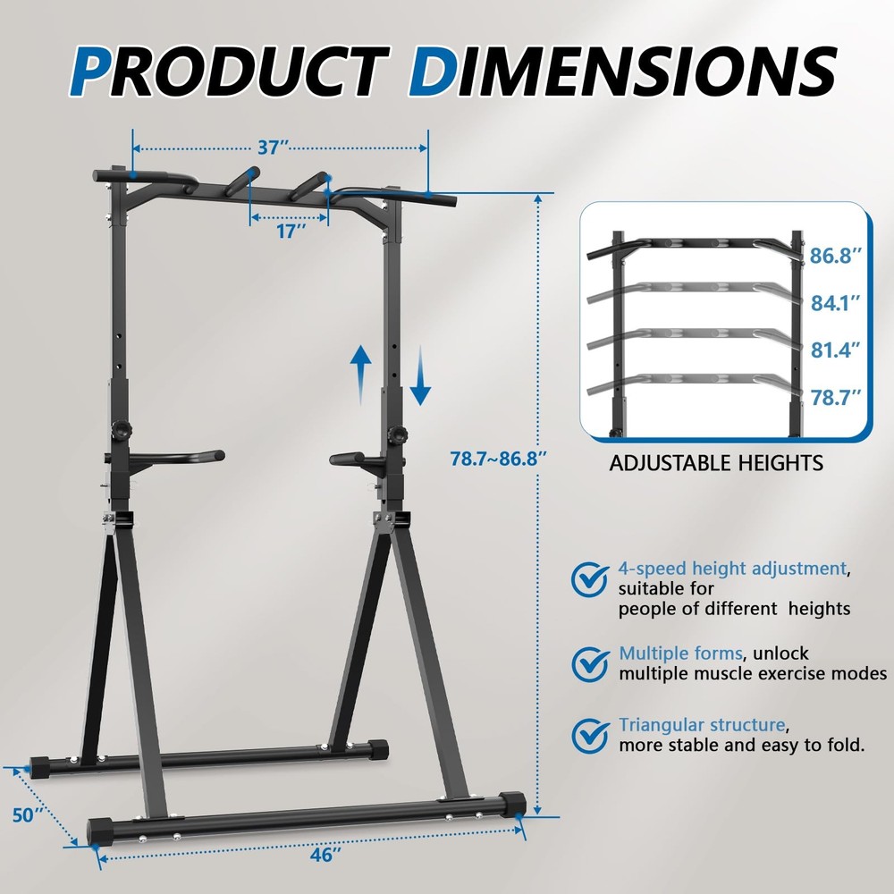 Foldable Pull Up Bar Pull Up Station,Power Tower with Triangular Structure, M...