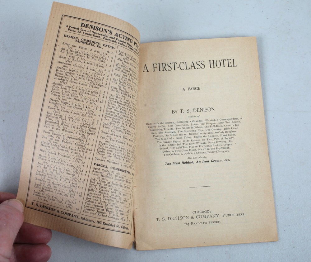 Vintage Denison & Co. Play Script Booklet A First Class Hotel