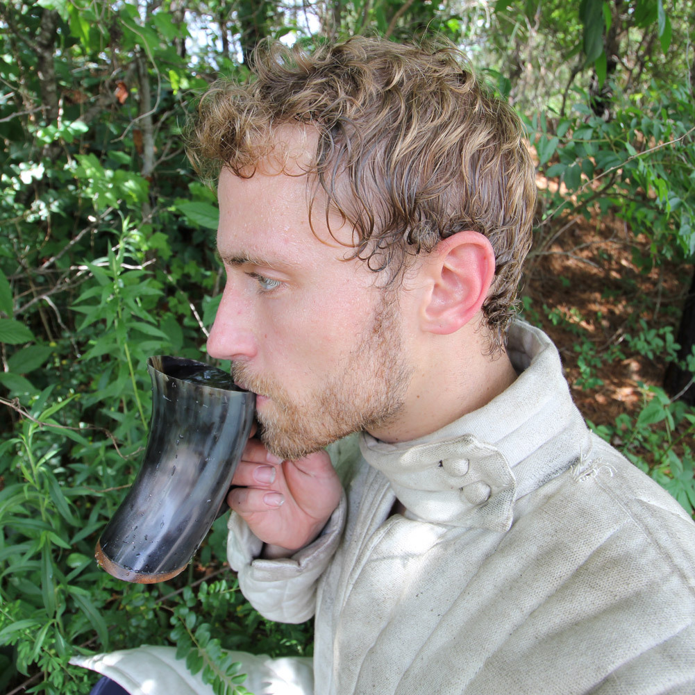 Natural Medieval Viking Dining Bovine Horn Beer Ale Drinking Cup Mug with Handle