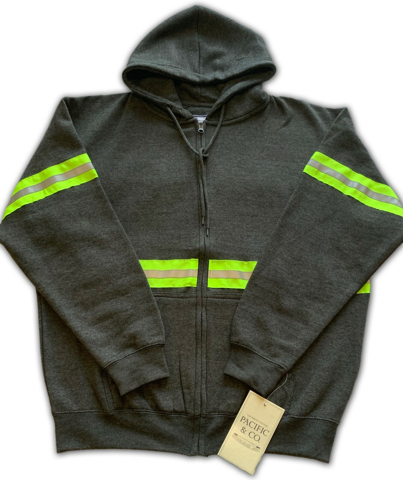 Hoodie Reflective High Visibility Hi Vis Safety Zip Front Work Clothes Uniform