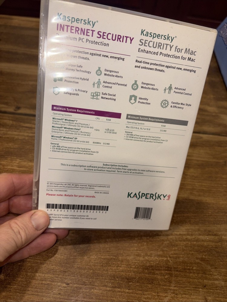 Kapersky Internet Security Premium Protection Version for Mac Used