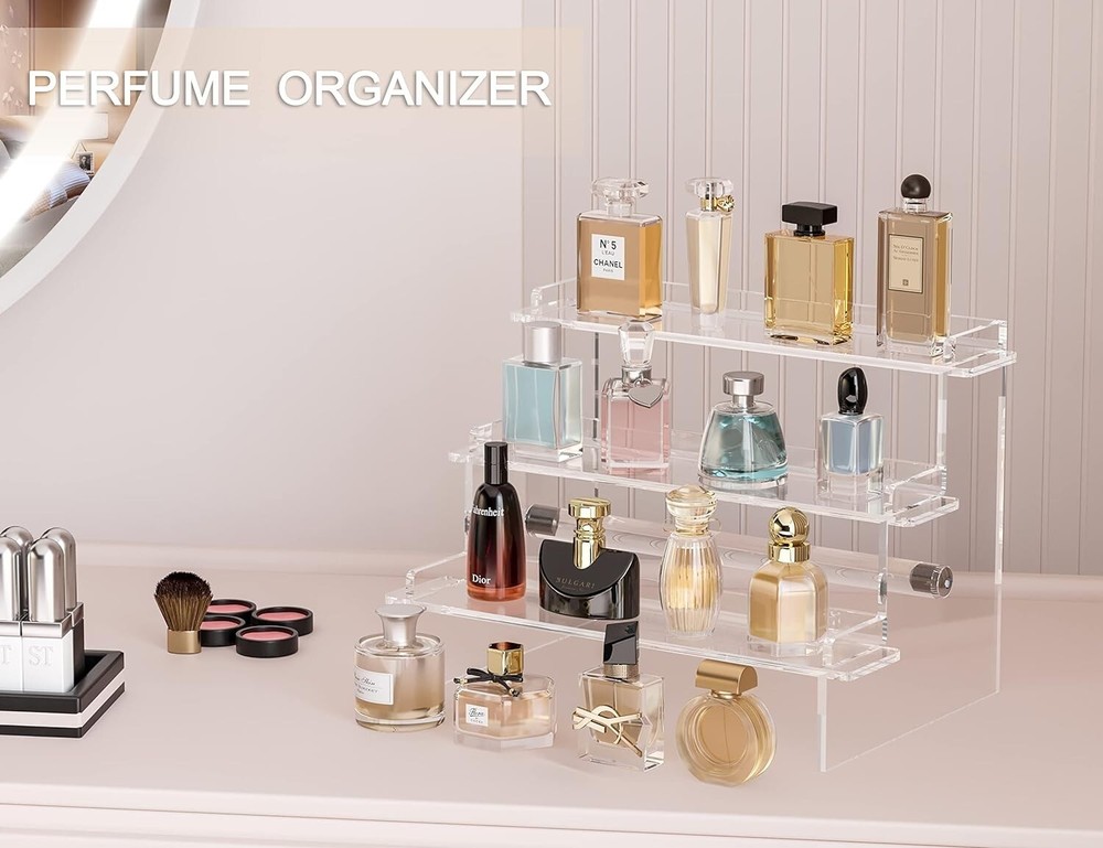 Acrylic Display Risers, 9.5'' Perfume Organizer Clear Riser 9.5x6 inch
