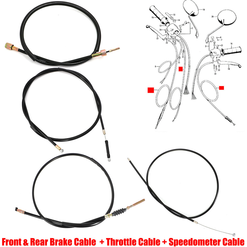 For 1970-1971 Honda Trail 90 CT90 K2 K3 Brake Cable Throttle Speedo Cable Set US