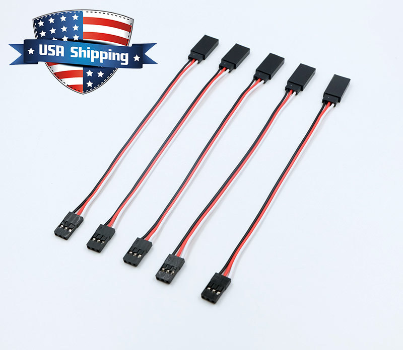 5pcs Heavy Duty Servo Extension Wire 22AWG 6in/15cm for Futaba/JR/Hitec/Spektrum