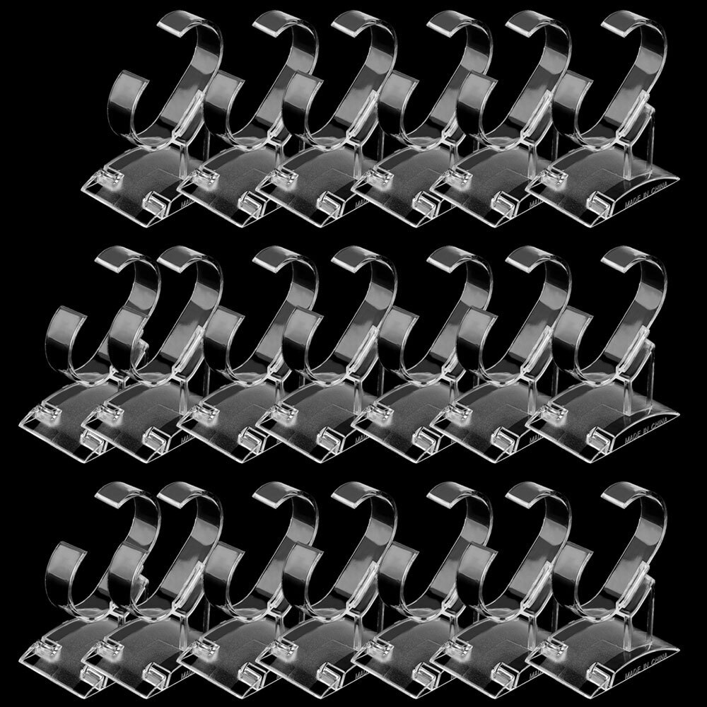 Wholesale Clear Plastic Wrist Watch Display Stand Holder Bracelet Racks Showcase